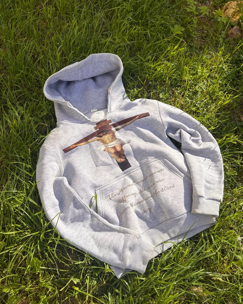 Худи Salvation, серый меланж — вид спереди